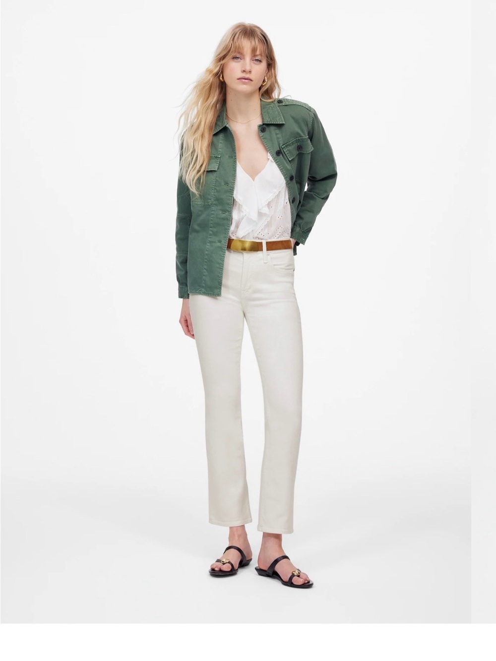 New with tags Madewell Mid Rise Kick Out Ankle Length White Jeans- size 33
